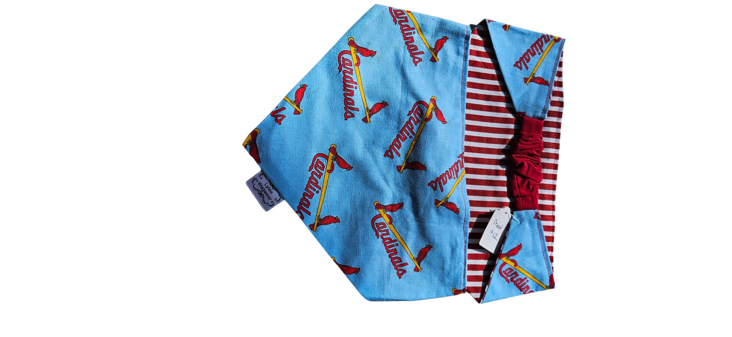 Birds on Bat Blue Red Striped Backing