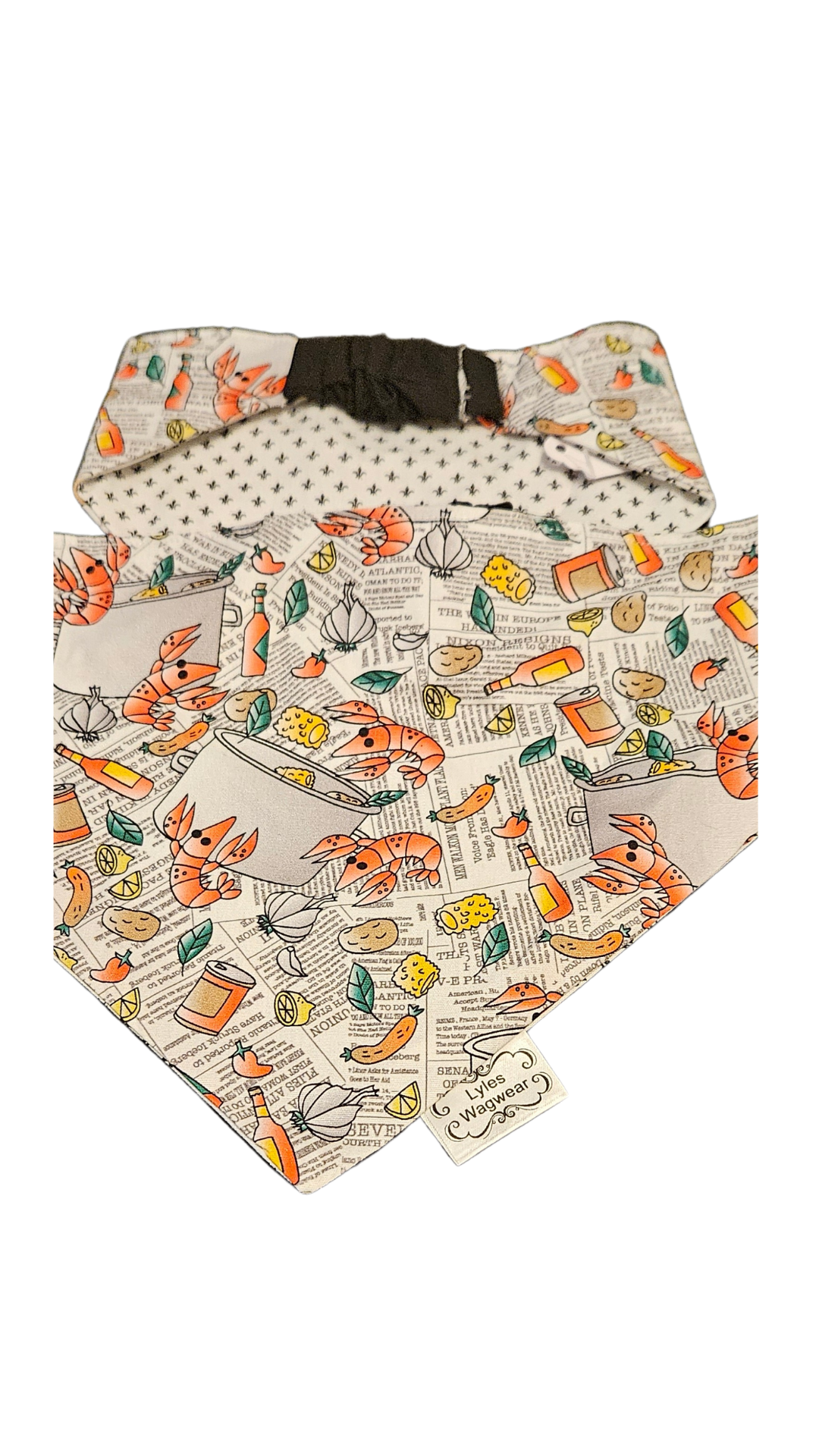 Crayfish Boil, with Black Fleur De Lis backing