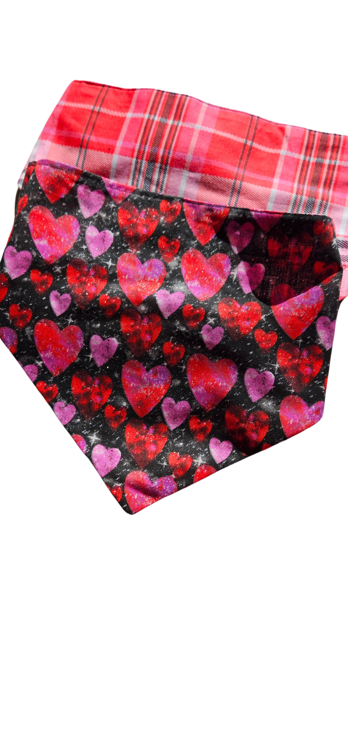 Hearts on Black Pink Plaid Backing