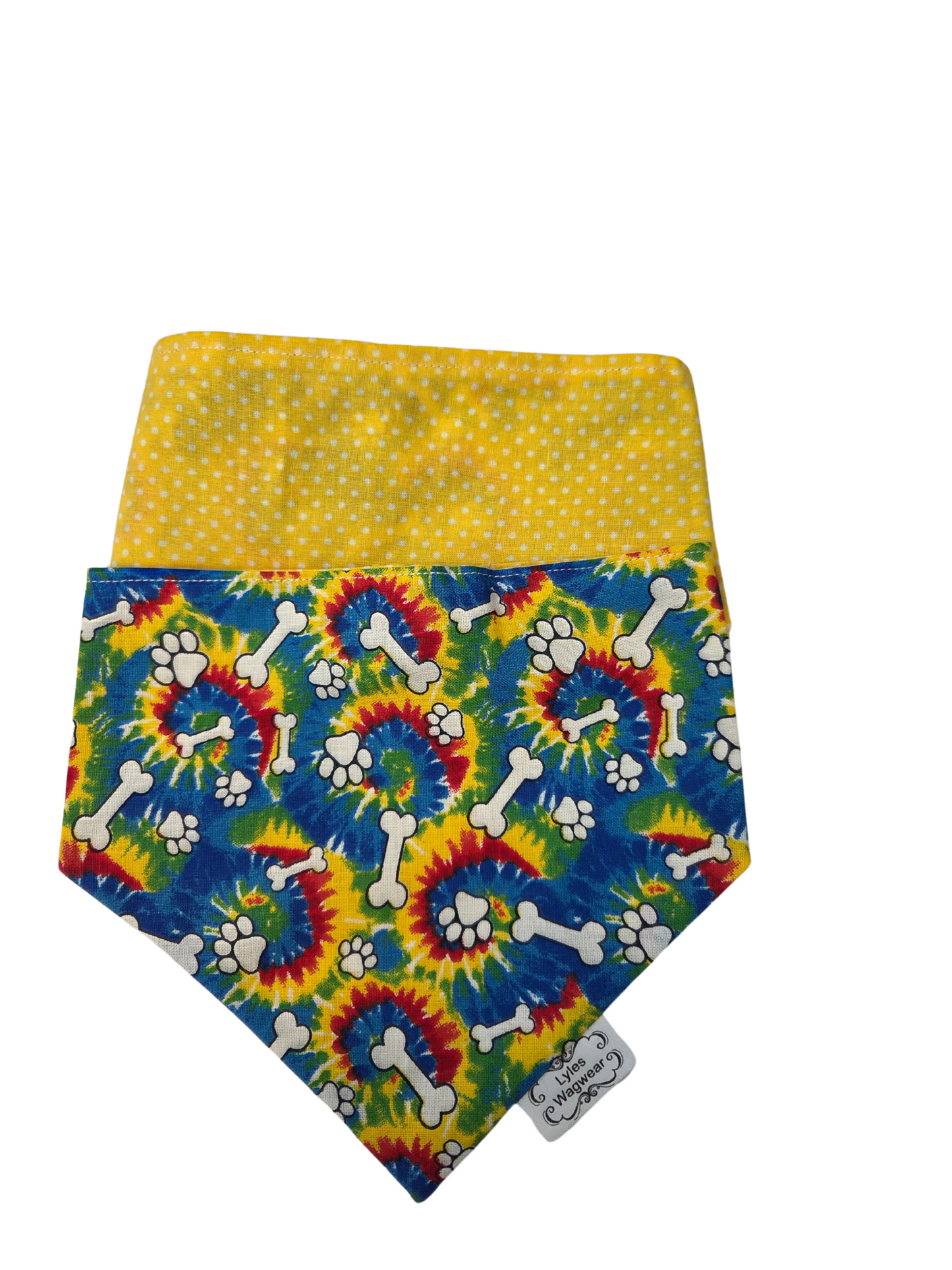 Tye Dye Bones with Yellow Polka Dot Backing