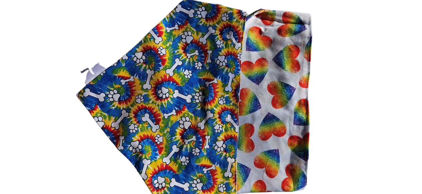Tie Dye Bones Rainbow Hearts Backing