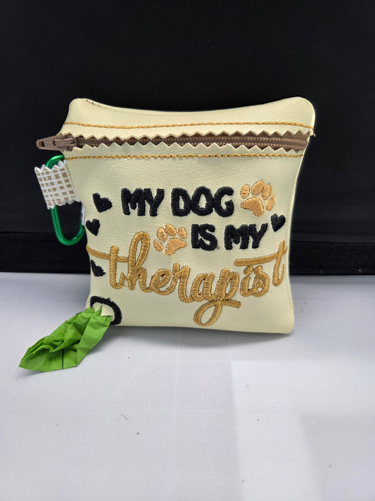 Dog  is therapist - Cork Poo Bag Holder