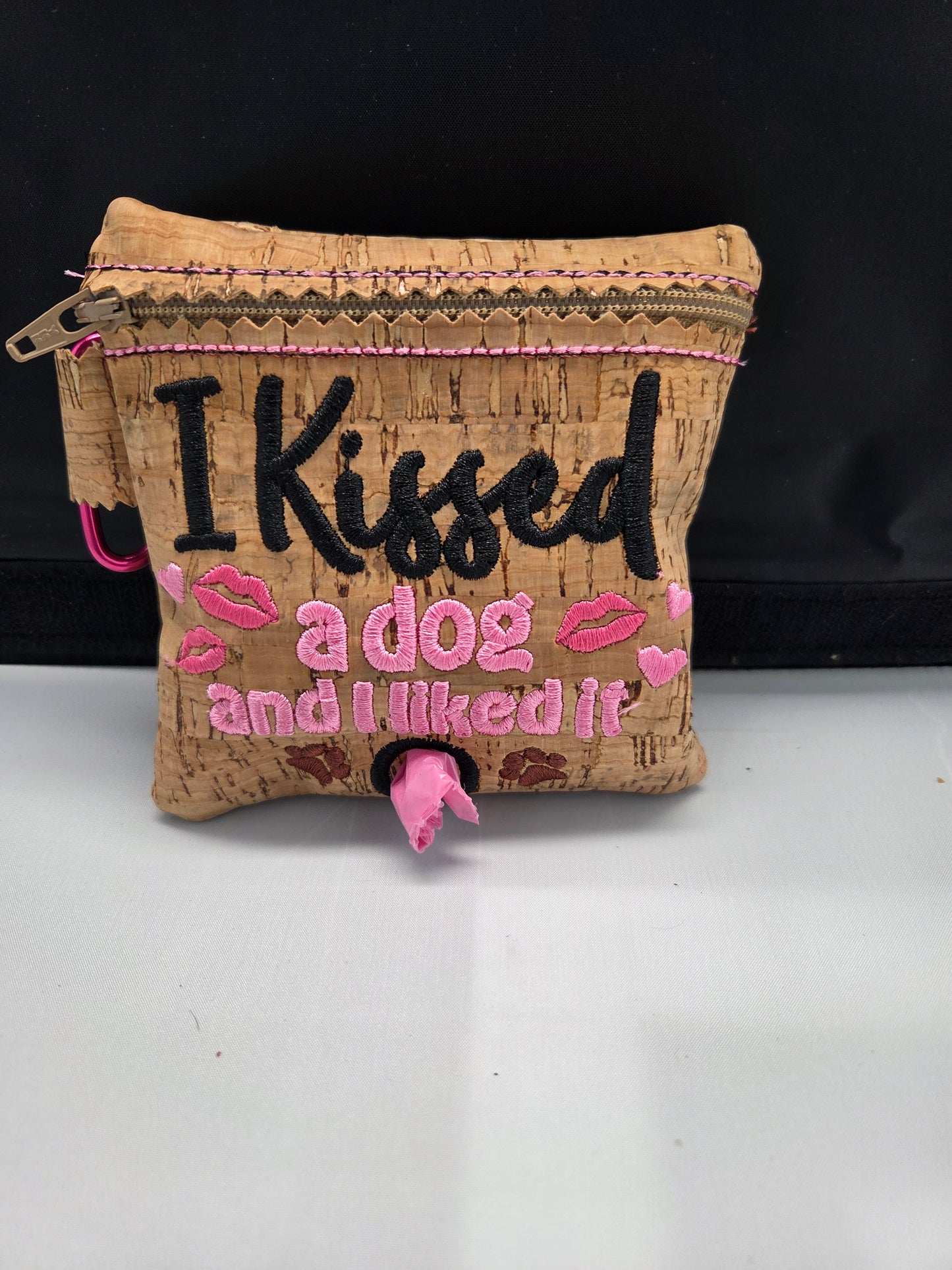 Kiss a dog, and Liked It!  Cork Poo Bag Holder